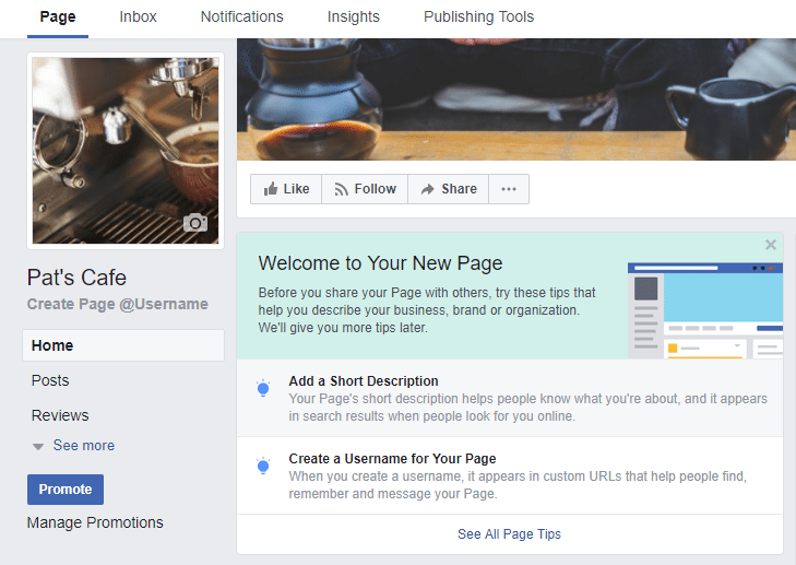 facebook business page - add business info