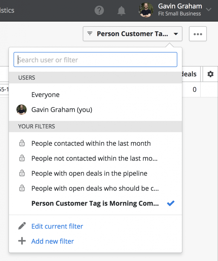 Customer profiles can now be filtered by type