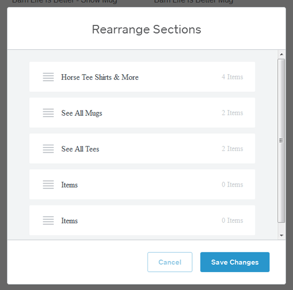 How to Set Up a Free Square Online Store - rearrange sections