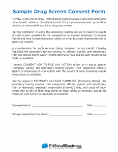 pre-employment drug testing consent form for drug screen