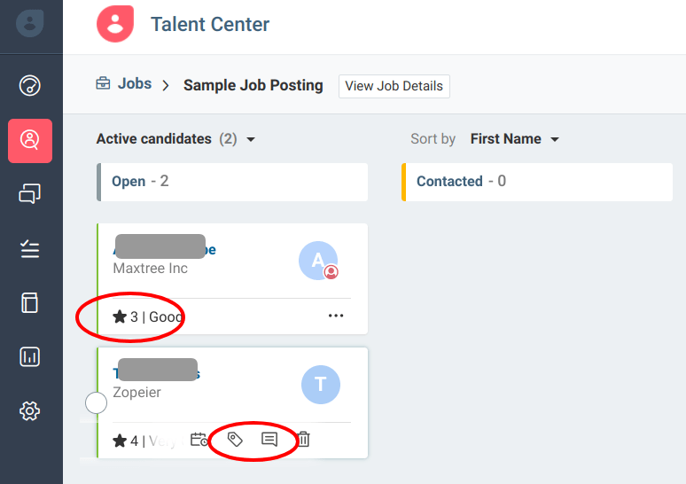 Resume Screening - screenshot from Freshteam talent center