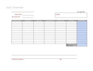Daily Timesheet Templates