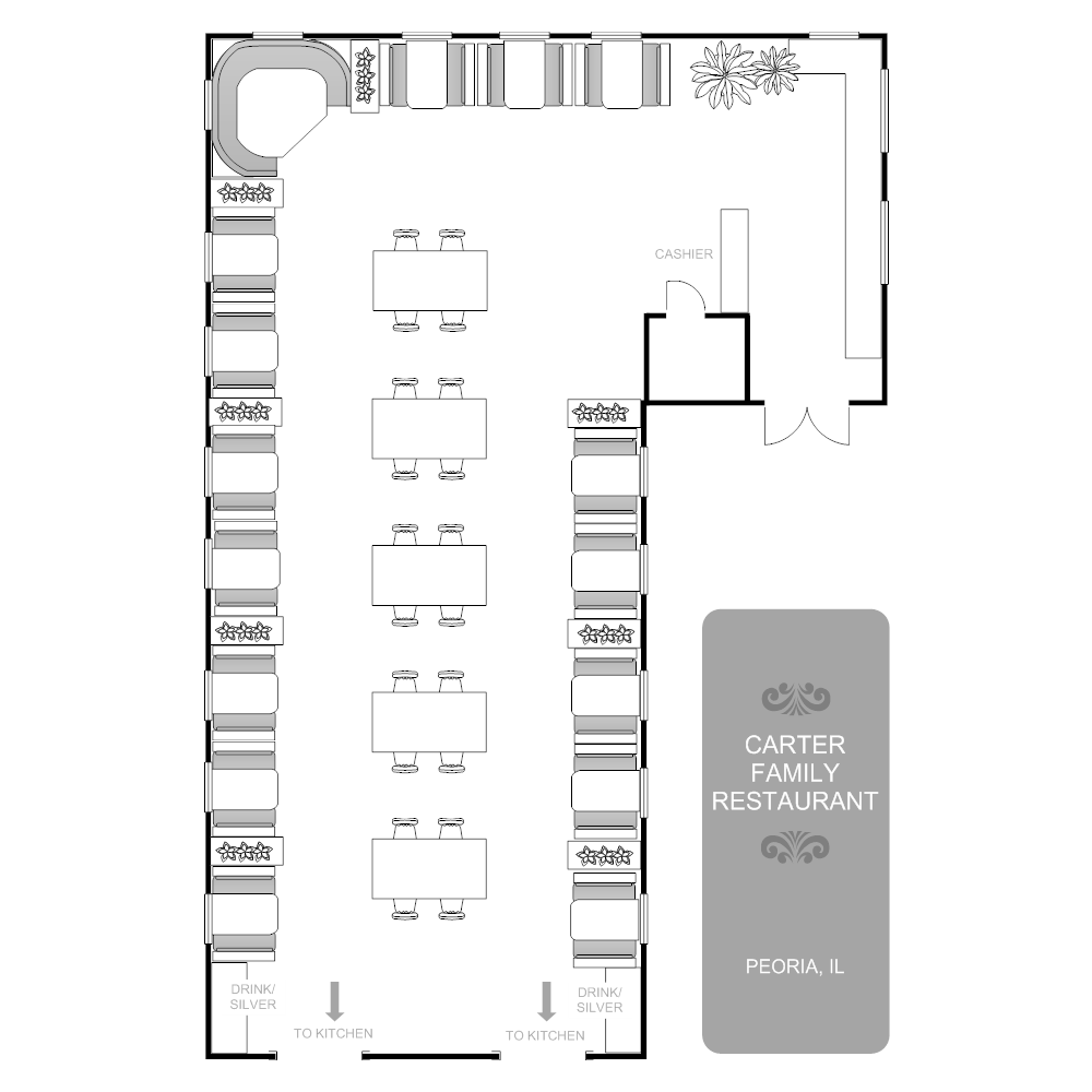 Restaurant Floor Plan -- mixed seating areas